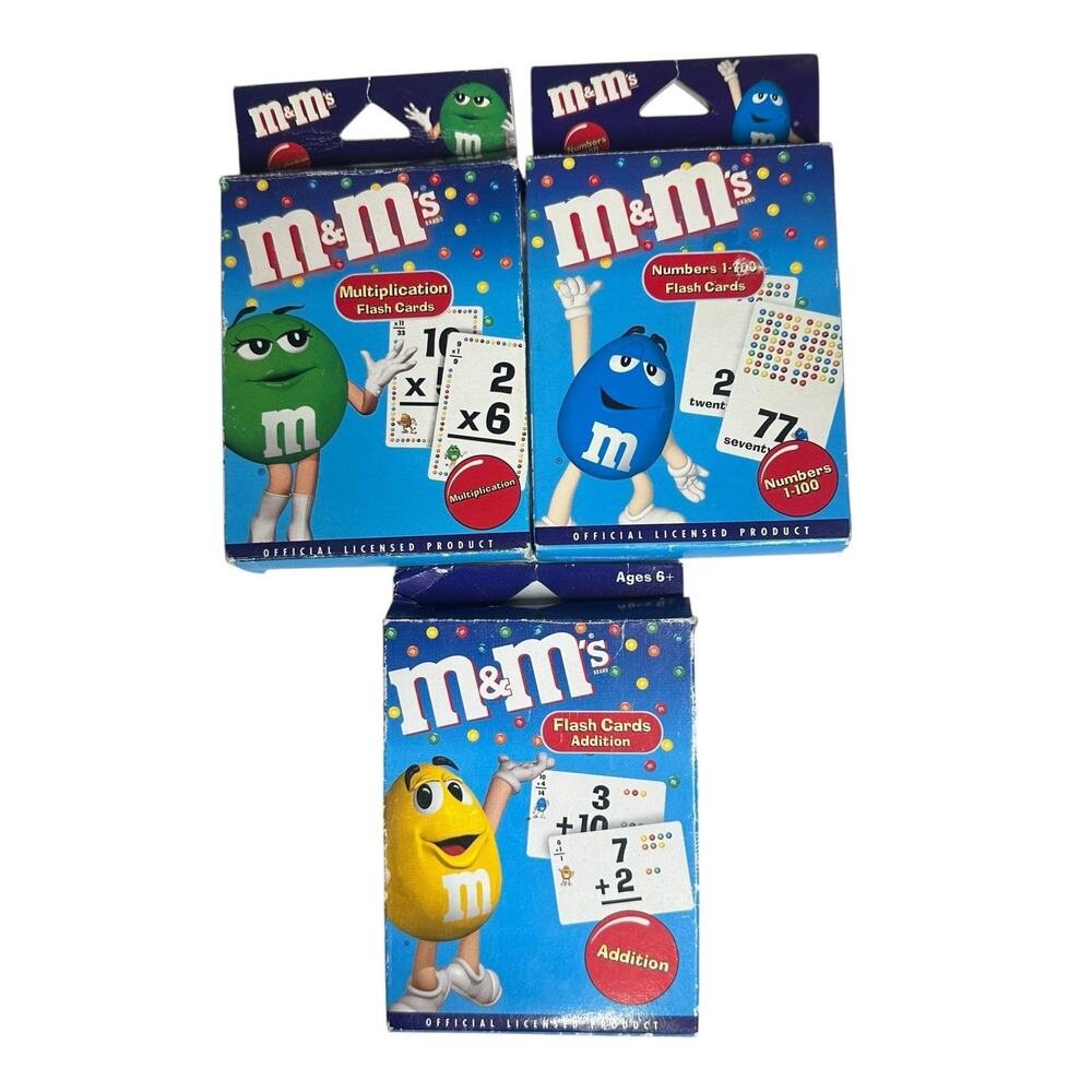 M&M's Multiplication Addition Numbers Flash Cards Math Rose Art Double Sided Lot